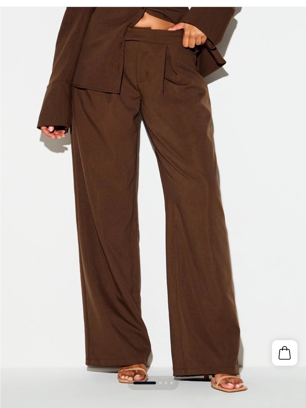 Wide-Leg High-Waist Pants in Brown